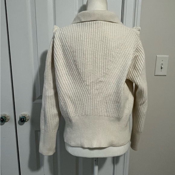 Derek Lam 10 Crosby Noelia Collared Ruffle Cropped Sweater in Ivory - Picture 6 of 6